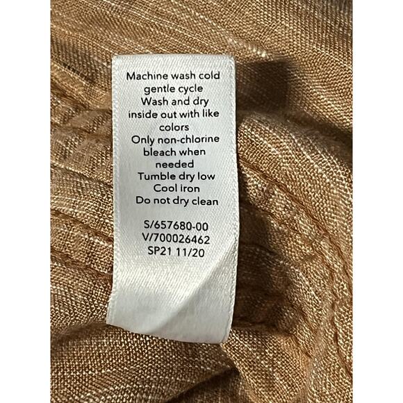 Athleta Cabo Linen Textured Wide Leg Pants Womens 0 Brown Elastic Waist Pull On - Picture 8 of 12